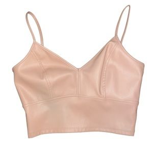 Aqua Faux Leather Crop Top